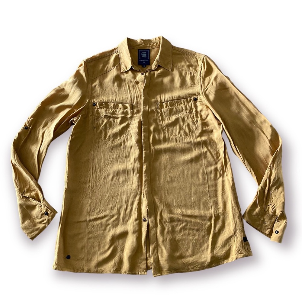 GStar Raw modernist Radar Slim snap button down western Shirt XS gold
